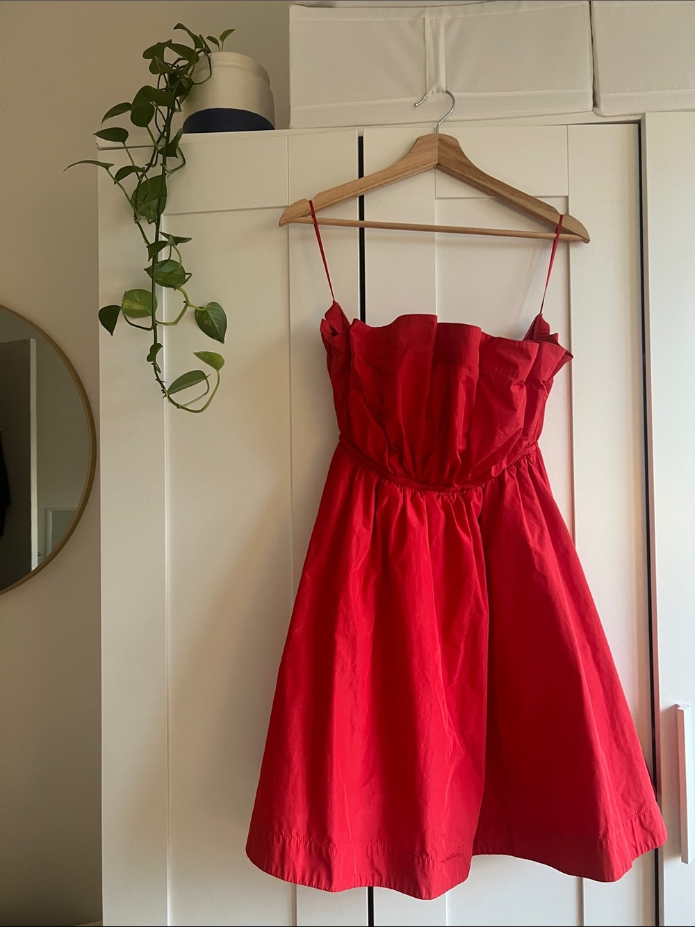 Anthropologie Red Rose strapless dress Size M-L